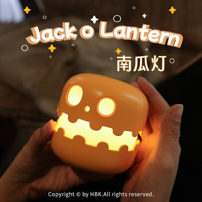 Jack-o'-lantern Halloween Pumpkin Head Night Light Decoration Atmosphere Pumpkin Night Light Rechargeable Funky Dorm Light Bedside Night Light