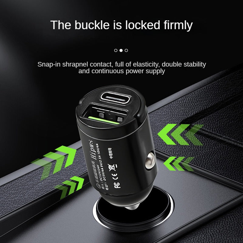 Mini Car Charger, Super Fast Charging USB Adapter for Phones, Cigarette Lighter Converter with USB and Type-C Ports for Car Use