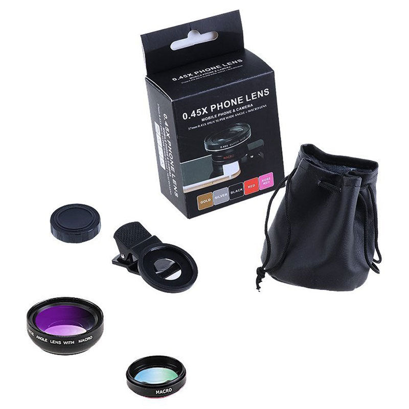 Mobile Phone Lens, General Professional 0.45X Ultra-wide-angle Macro 2-in-1 Special Effects Lens 0.45X Wide-angle Mirror